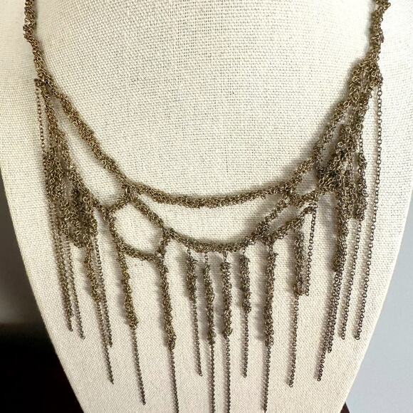 Zara Necklace Fringe Festival 70s 90s Chain Choker Statement Boho Bohemian - Picture 1 of 14